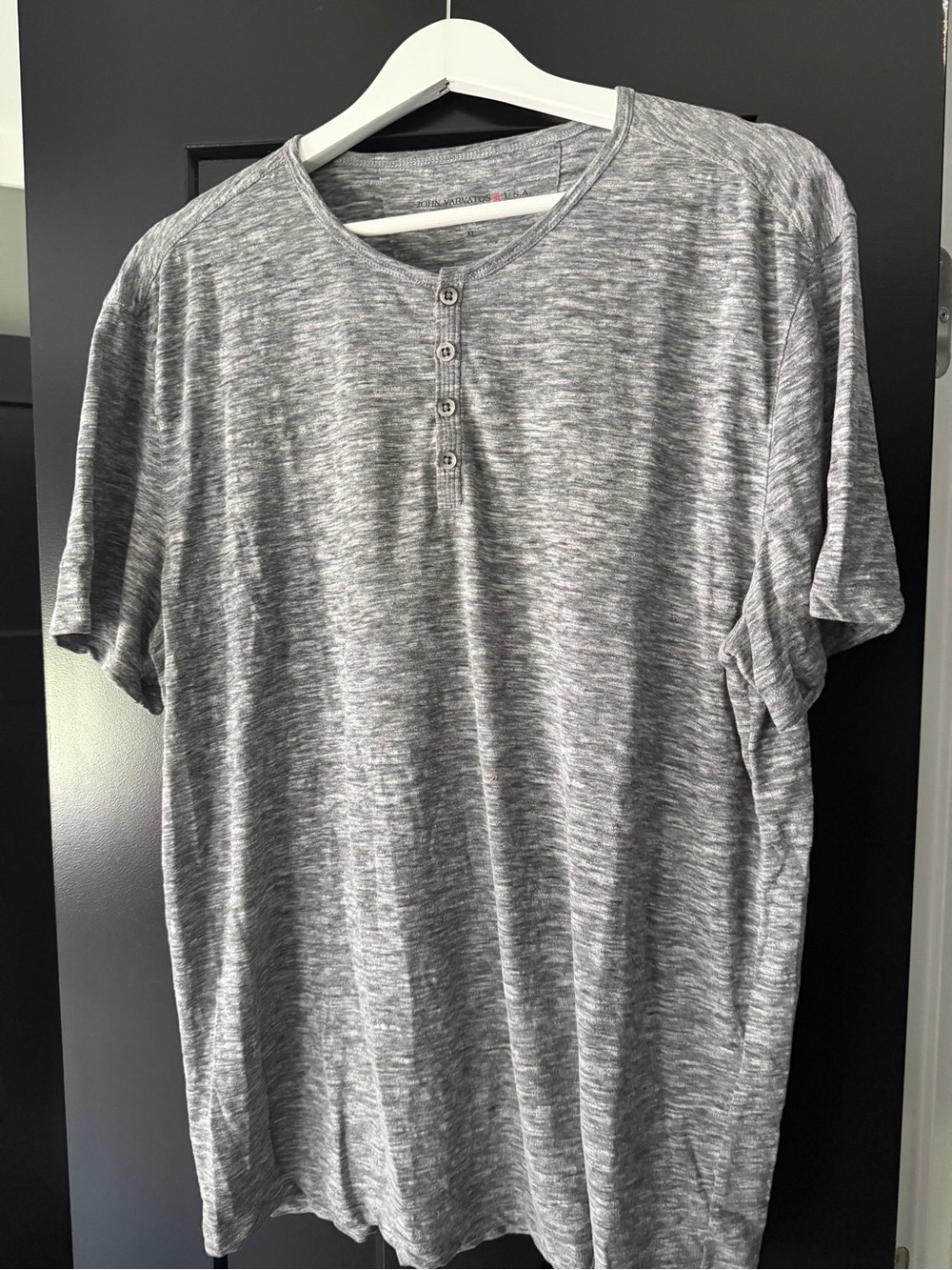 John Varvatos Gray Heather Short Sleeve Henley